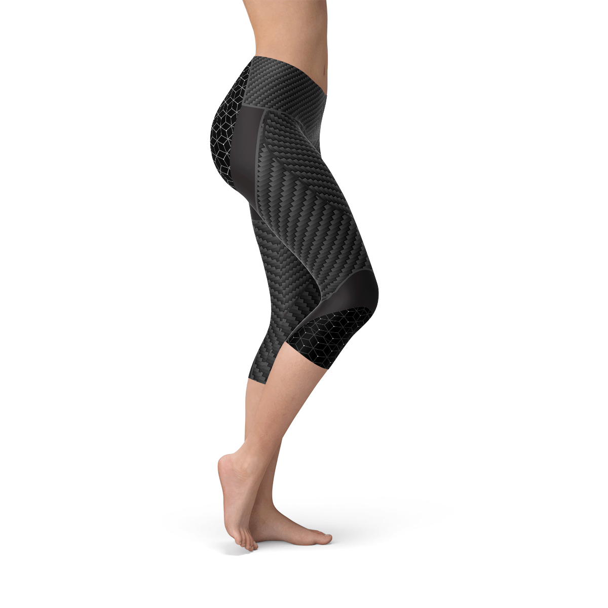Womens Carbon Fiber Sports Capri Leggings - Wear and Wander