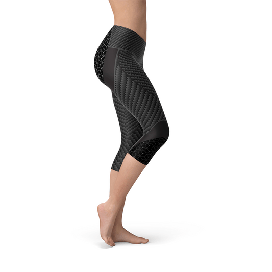 Womens Carbon Fiber Sports Capri Leggings - Wear and Wander