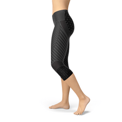 Womens Carbon Fiber Sports Capri Leggings - Wear and Wander