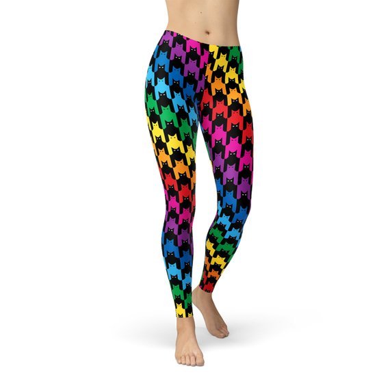 Womens Cat Houndstooth Leggings - Wear n Wander