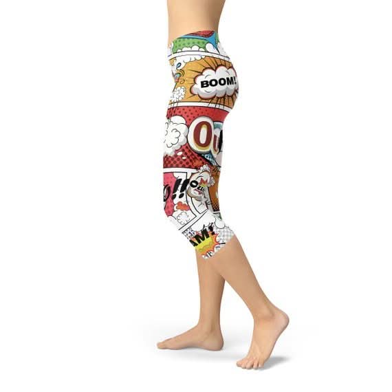 Womens Comic Book Capri Leggings - Wear and Wander