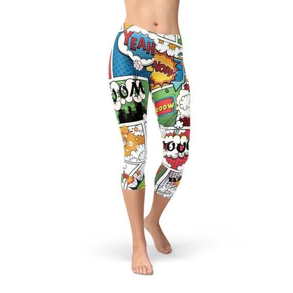 Womens Comic Book Capri Leggings - Wear and Wander
