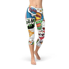 Womens Comic Book Capri Leggings - Wear and Wander