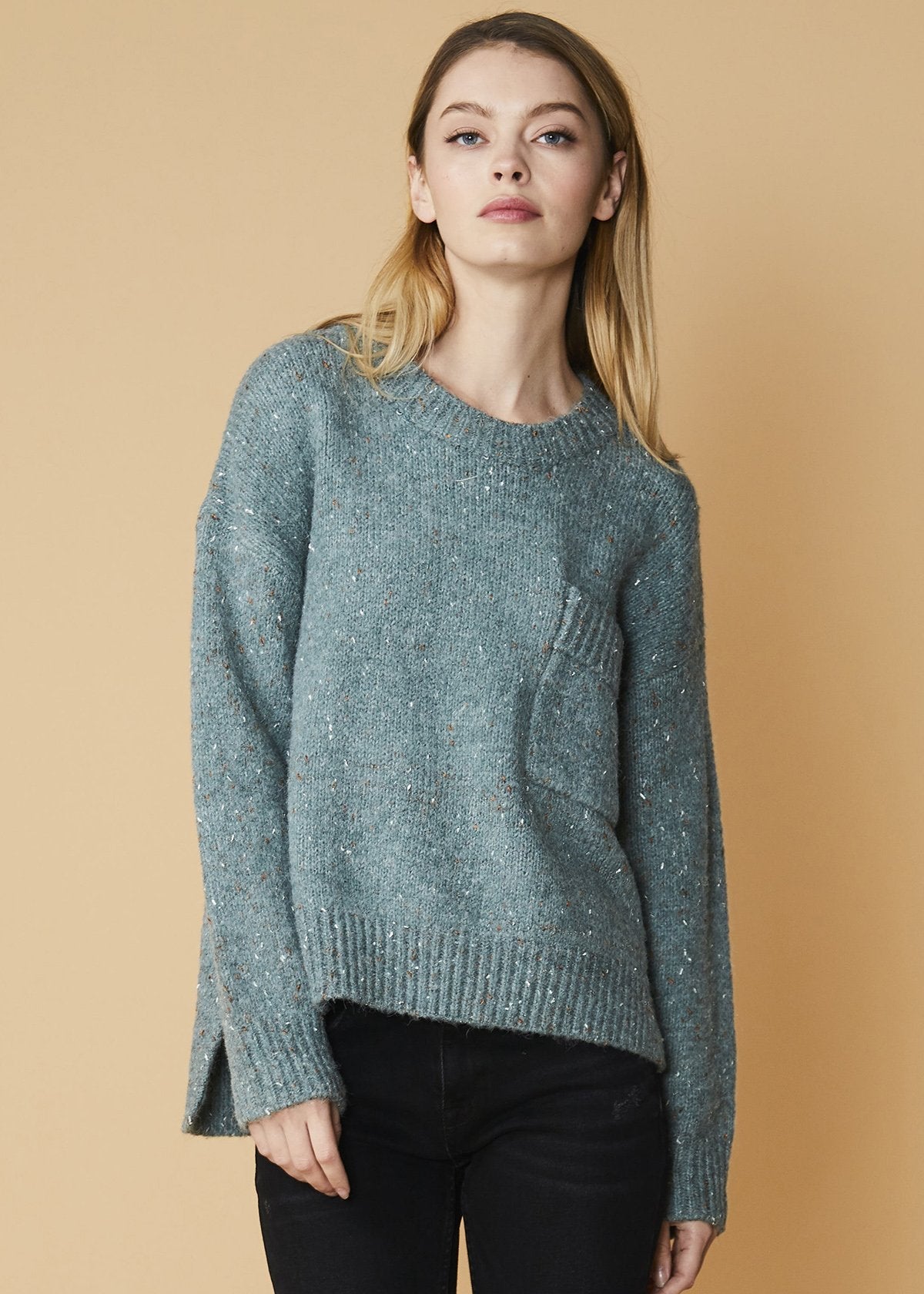 Women's Crewneck Pocket Front Sweater in Fall Sage - Wear and Wander