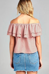 Women's Double Ruffle Off Shoulder Polka Dot Top - Wear and Wander