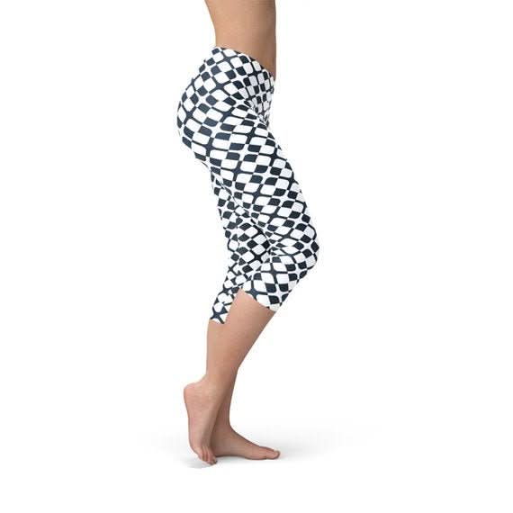 Womens Geometric Blue Tile Capri Leggings - Wear and Wander