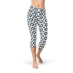 Womens Geometric Blue Tile Capri Leggings - Wear and Wander