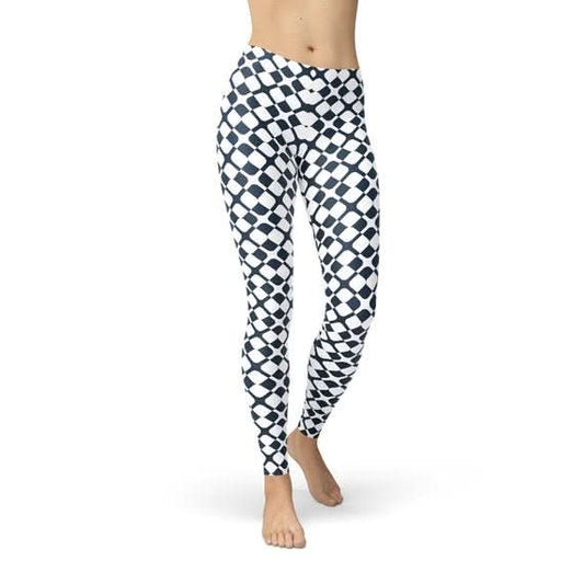 Womens Geometric Blue Tile Leggings - Wear and Wander