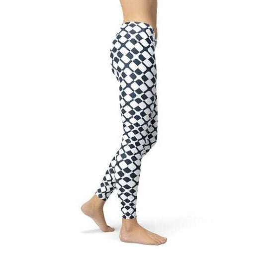 Womens Geometric Blue Tile Leggings - Wear and Wander