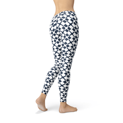 Womens Geometric Blue Tile Leggings - Wear and Wander