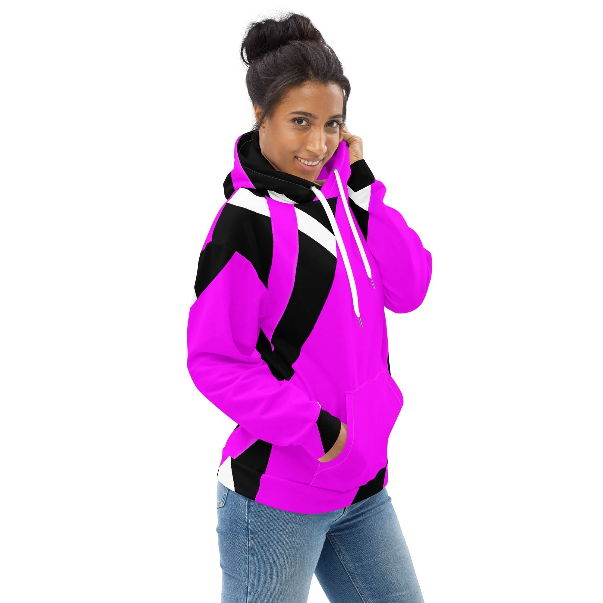 Womens Graphic Hoodie Black and Pink Pattern - Wear and Wander