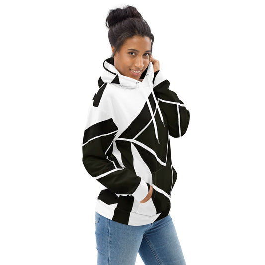 Womens Graphic Hoodie Black and White Geometric Pattern - Wear and Wander