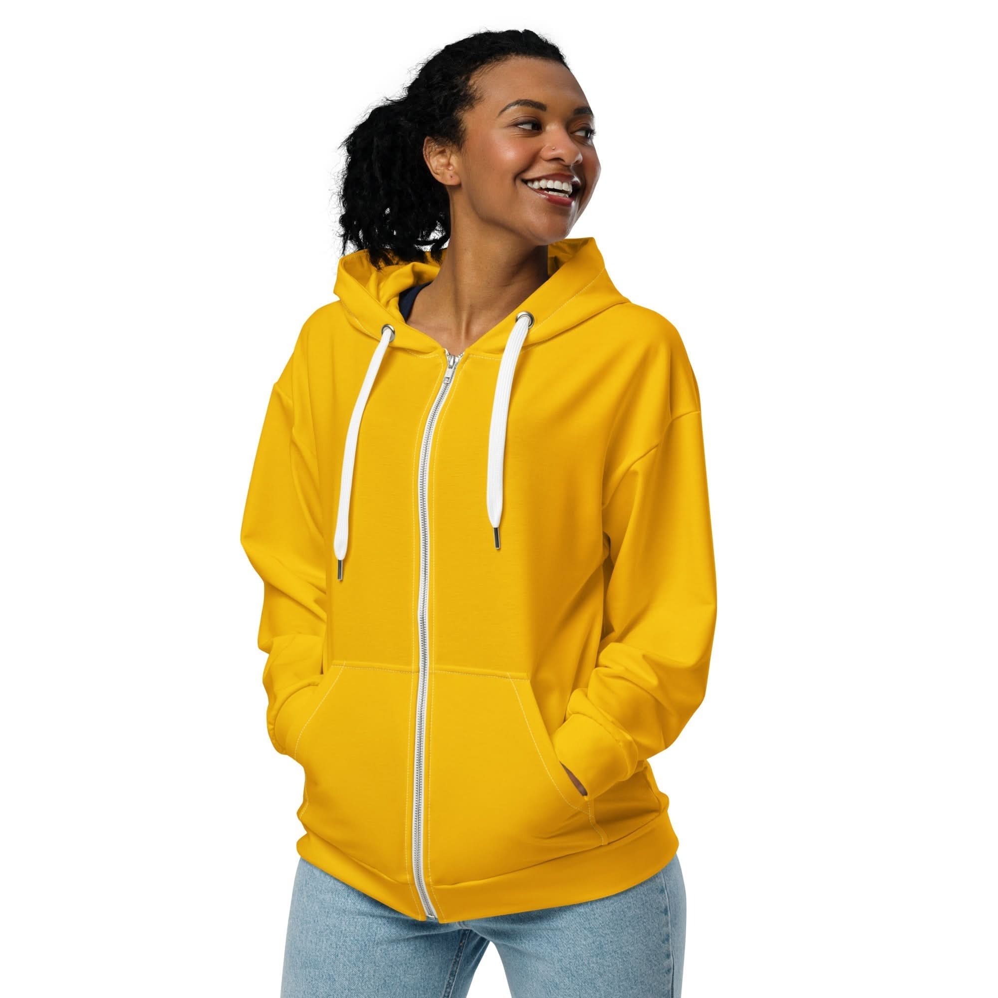 Womens Graphic Zip Hoodie Golden Yellow - Wear and Wander