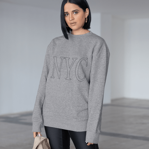 Womens Gray NYC Crewneck Sweatshirt - Wear and Wander