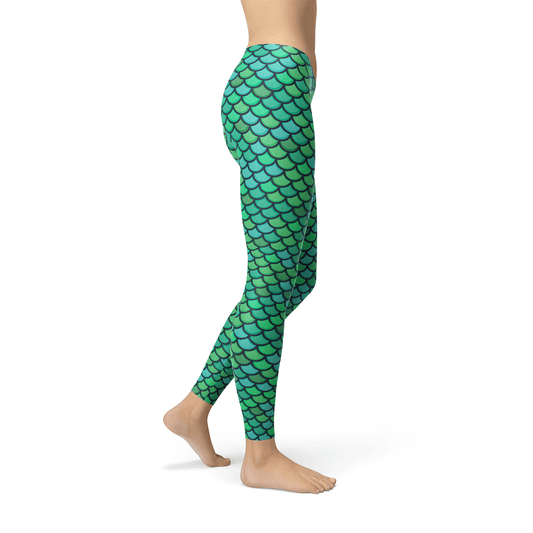 Womens Green Mermaid Leggings - Wear and Wander