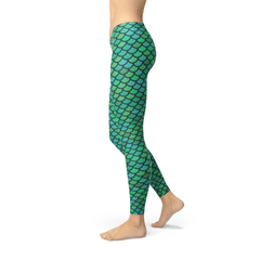 Womens Green Mermaid Leggings - Wear and Wander