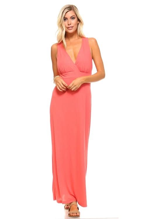Women's Halter Maxi Dress with Cross Back Straps - Wear and Wander
