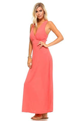 Women's Halter Maxi Dress with Cross Back Straps - Wear and Wander