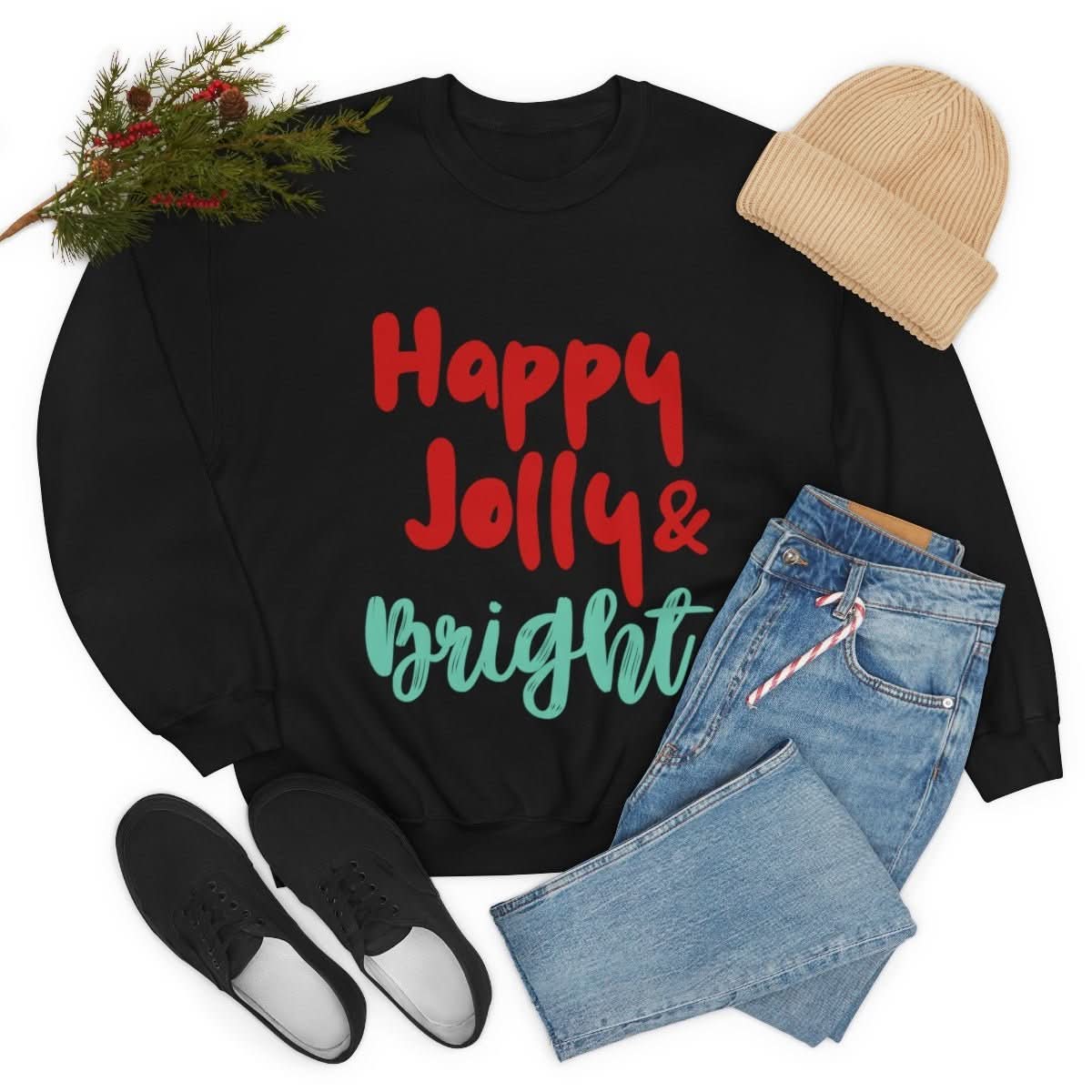 Womens Happy Jolly & Bright Sweatshirt - Wear and Wander