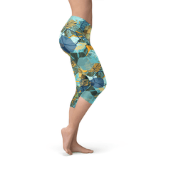 Womens Hexagon Floral Capri Leggings - Wear n Wander