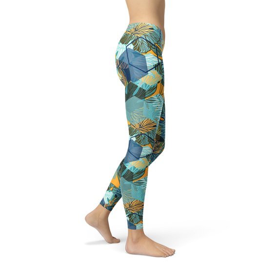 Womens Hexagon Floral Leggings - Wear n Wander