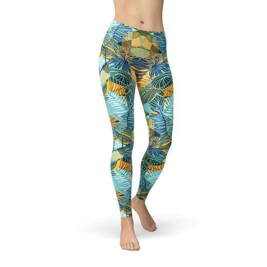 Womens Hexagon Floral Leggings - Wear n Wander