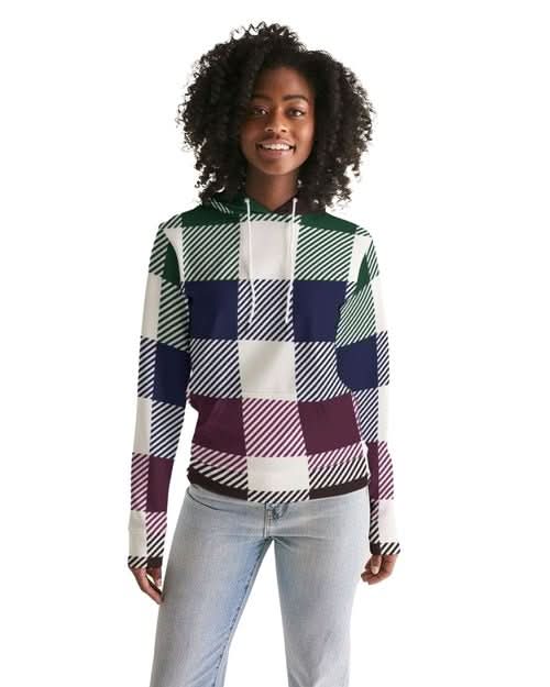 Womens Hoodie, Multicolor Colorblock Plaid Pattern - Wear and Wander