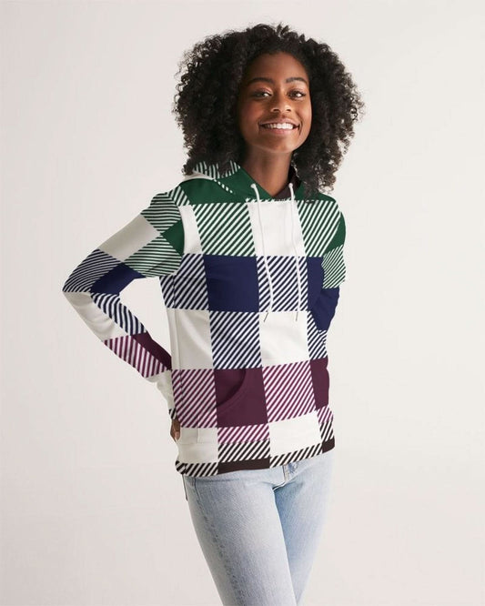 Womens Hoodie, Multicolor Colorblock Plaid Pattern - Wear and Wander