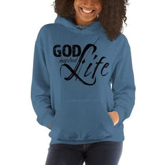 Womens Hoodie - Pullover Hooded Sweatshirt - god Inspired Life/black - Wear and Wander