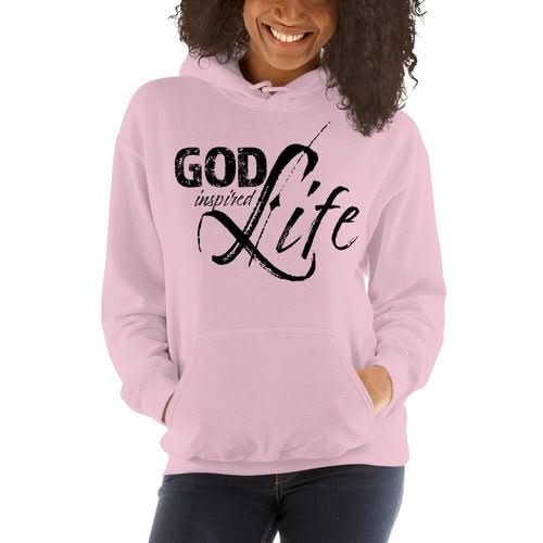 Womens Hoodie - Pullover Hooded Sweatshirt - god Inspired Life/black - Wear and Wander