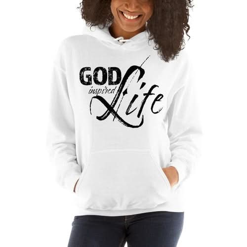 Womens Hoodie - Pullover Hooded Sweatshirt - god Inspired Life/black - Wear and Wander