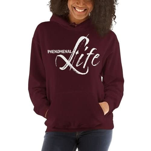 Womens Hoodie - Pullover Hooded Sweatshirt - Graphic/phenomenal Life - Wear and Wander