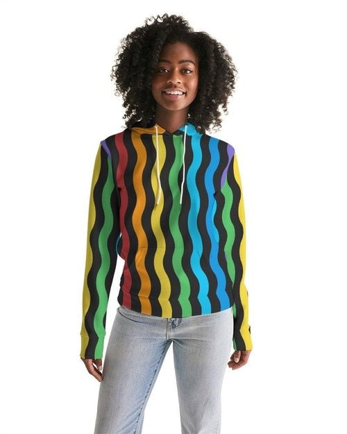 Womens Hoodie - Pullover Hooded Sweatshirt - graphic/rainbow Stripes - Wear and Wander