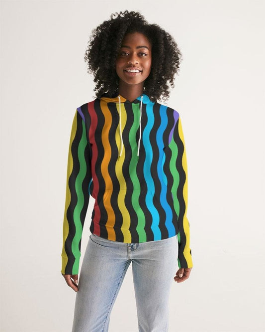 Womens Hoodie - Pullover Hooded Sweatshirt - graphic/rainbow Stripes - Wear and Wander