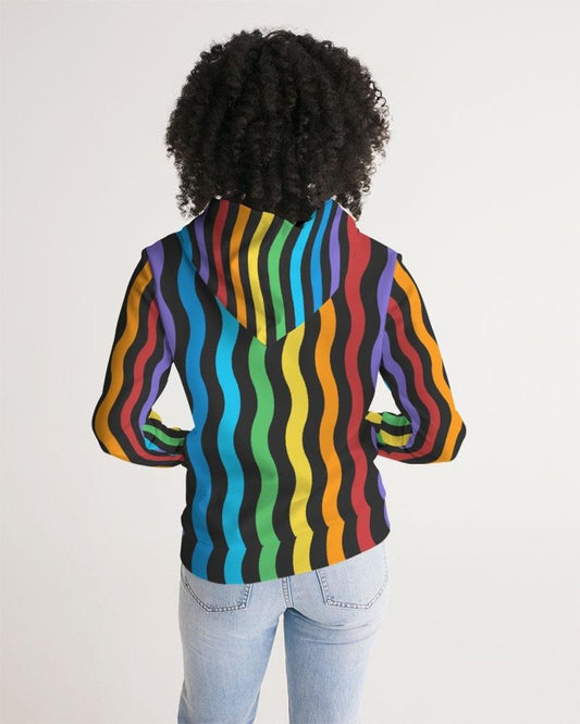 Womens Hoodie - Pullover Hooded Sweatshirt - graphic/rainbow Stripes - Wear and Wander