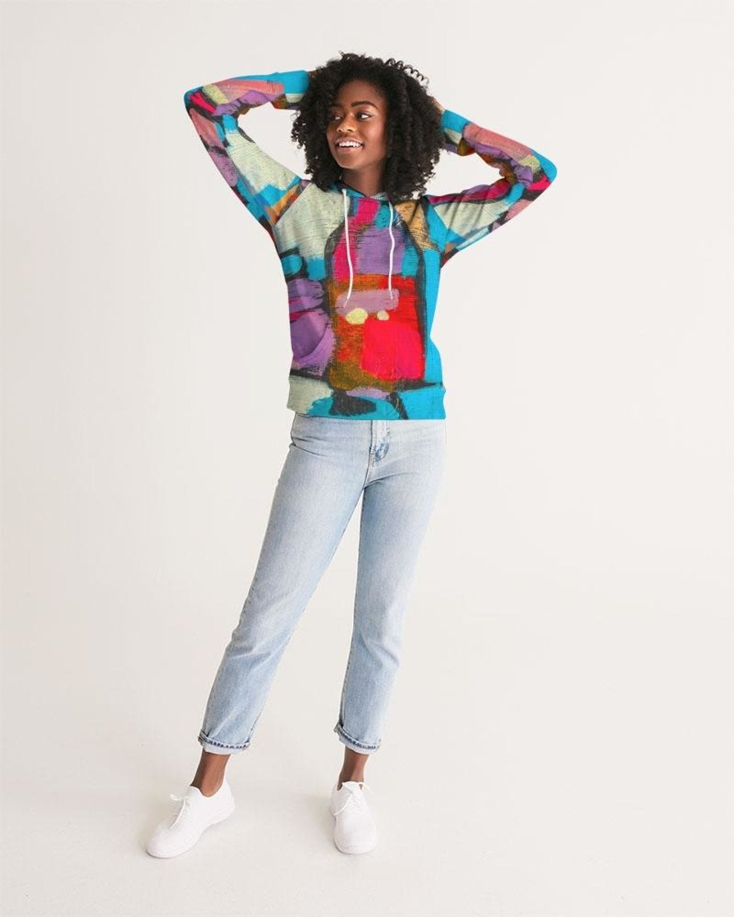 Womens Hoodie - Pullover Hooded Sweatshirt / Multicolor Graphic - Wear and Wander