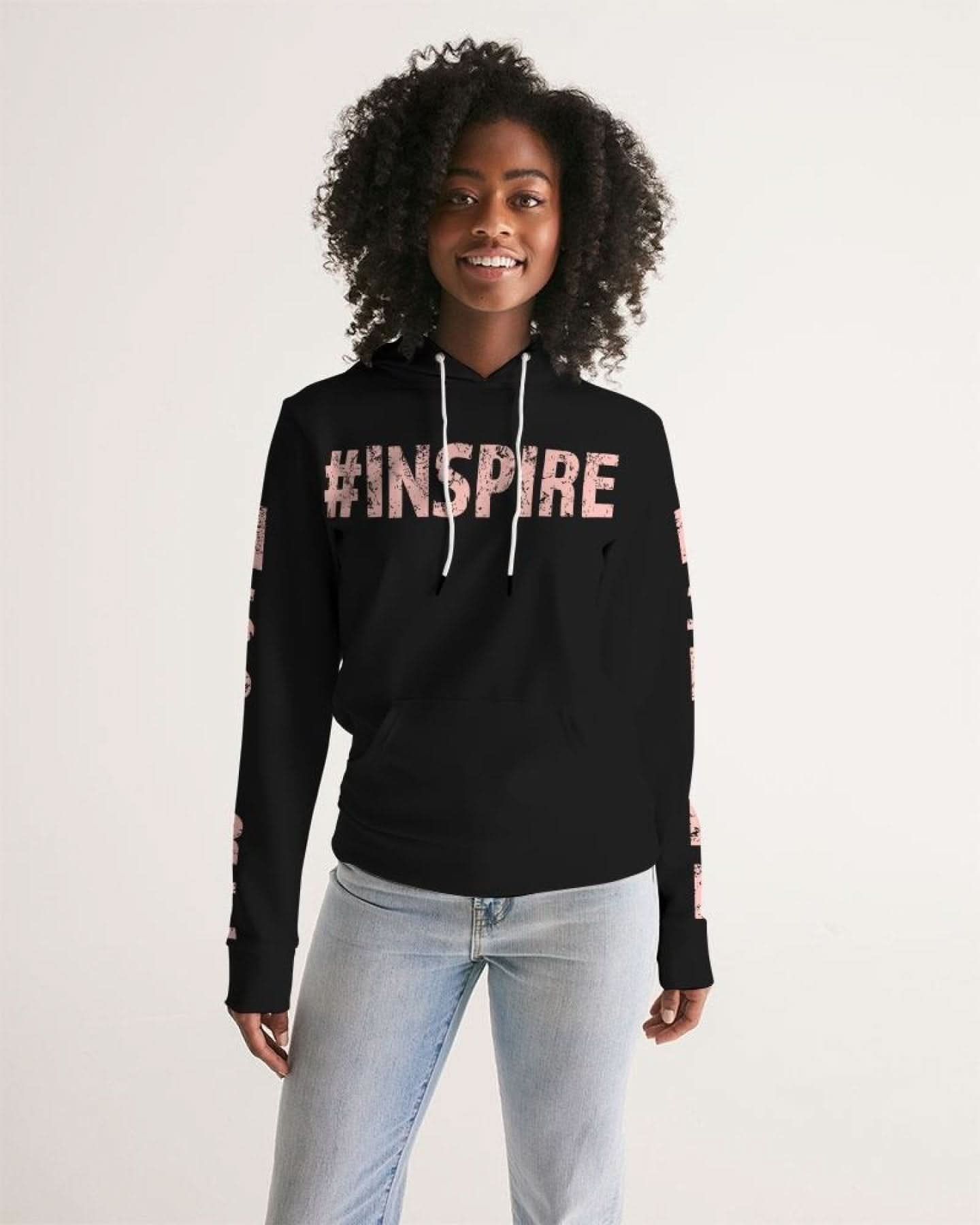 Womens Hoodie - Pullover Hooded Sweatshirt - Pink Graphic / Inspire - Wear and Wander