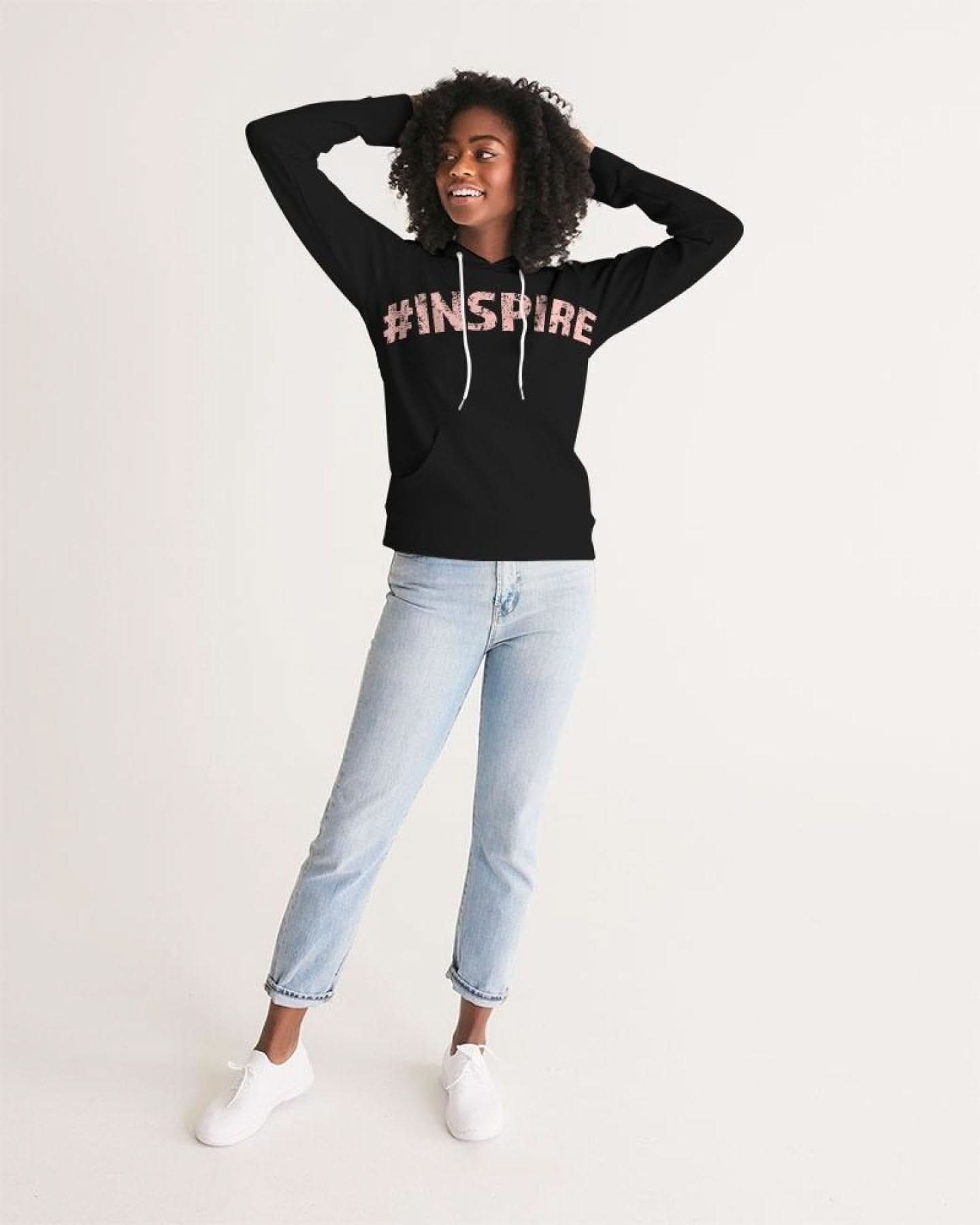Womens Hoodie - Pullover Hooded Sweatshirt - Pink Graphic / Inspire - Wear and Wander