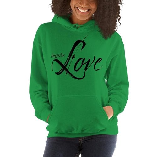 Womens Hoodie - Pullover Sweatshirt - Black Graphic/inspire Love - Wear and Wander