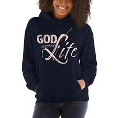 Womens Hoodie - Pullover Sweatshirt - God Inspired Life / Pink - Wear and Wander