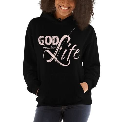Womens Hoodie - Pullover Sweatshirt - God Inspired Life / Pink - Wear and Wander