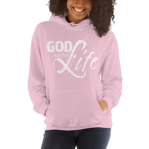 Womens Hoodie - Pullover Sweatshirt - God Inspired Life / White - Wear and Wander