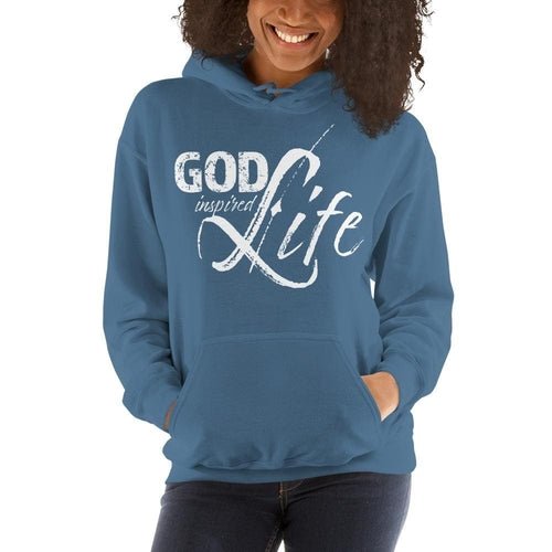 Womens Hoodie - Pullover Sweatshirt - God Inspired Life / White - Wear and Wander