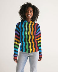 Womens Hoodie - Pullover Sweatshirt - Graphic/rainbow Stripe - Wear and Wander