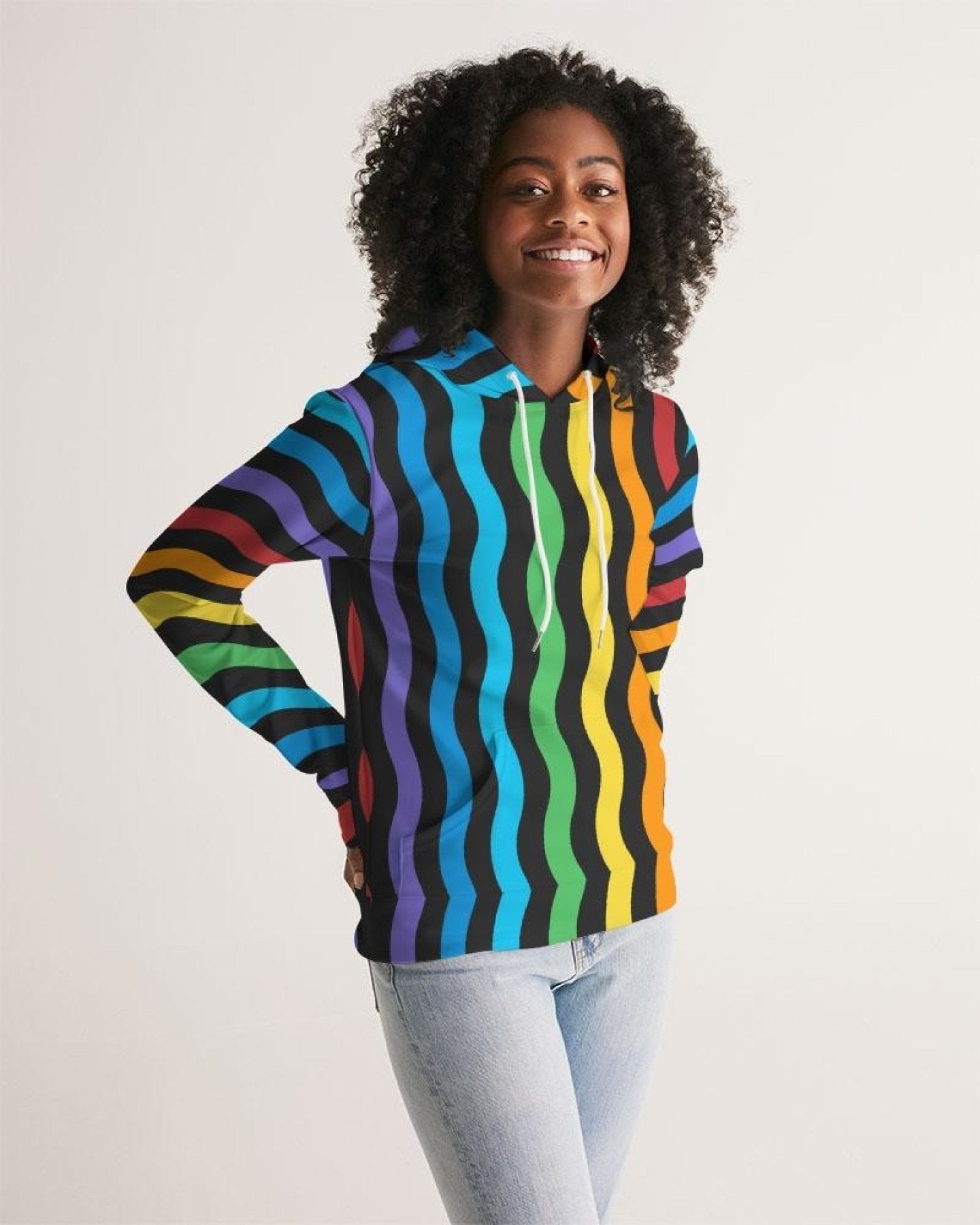 Womens Hoodie - Pullover Sweatshirt - Graphic/rainbow Stripe - Wear and Wander