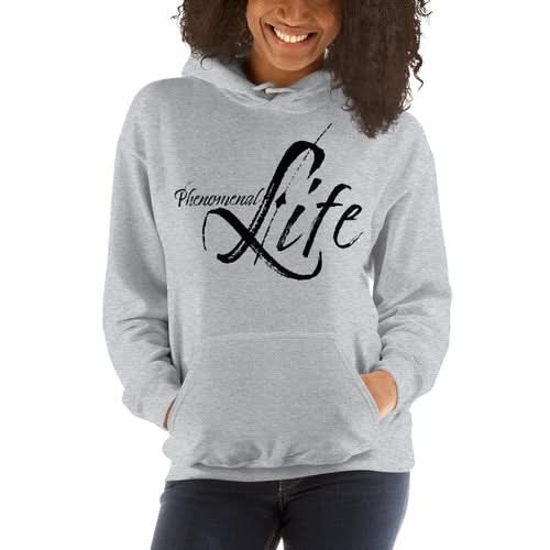 Womens Hoodie - Pullover Sweatshirt - Phenomenal Life / Black - Wear and Wander