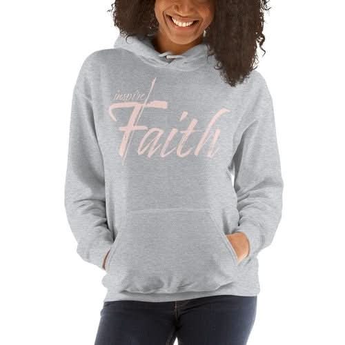 Womens Hoodie - Pullover Sweatshirt - Pink Graphic / Inspire Faith - Wear and Wander
