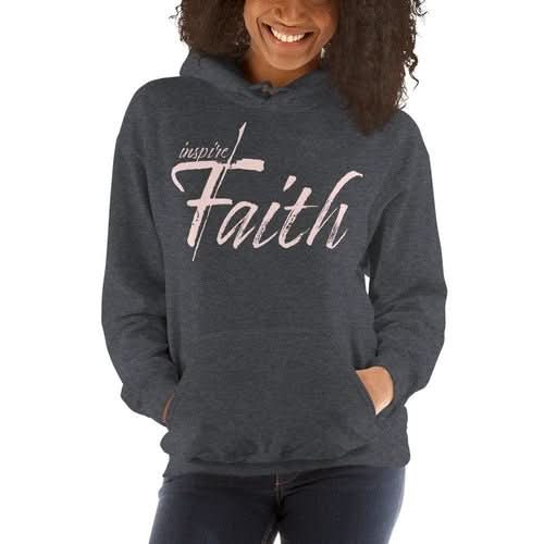 Womens Hoodie - Pullover Sweatshirt - Pink Graphic / Inspire Faith - Wear and Wander