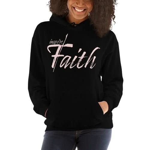 Womens Hoodie - Pullover Sweatshirt - Pink Graphic / Inspire Faith - Wear and Wander