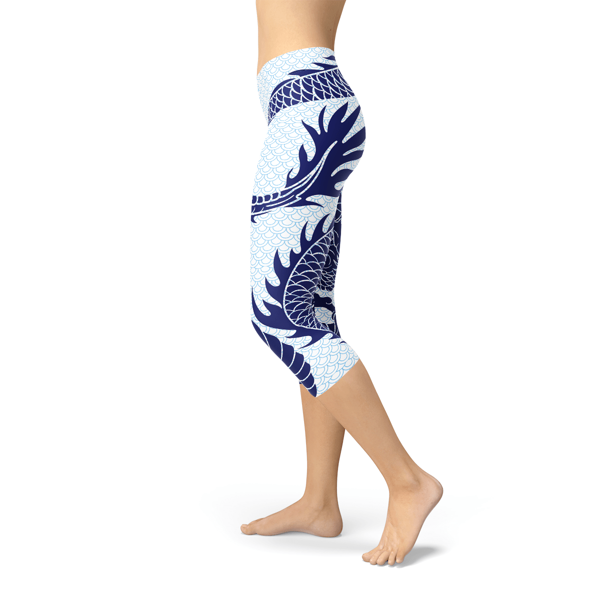 Womens Japanese Dragon Capri Leggings - Wear and Wander